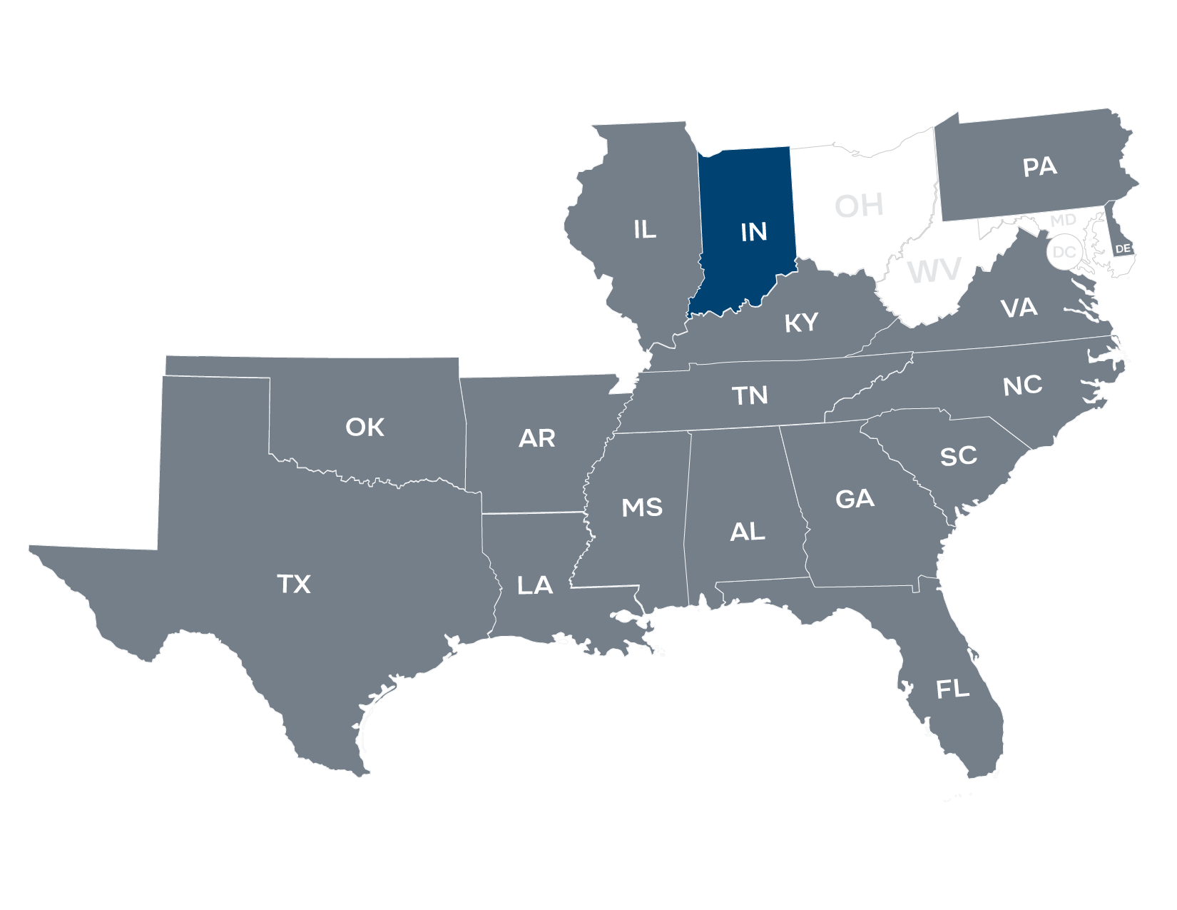 Map of Summit's footprint with Indiana highlighted.